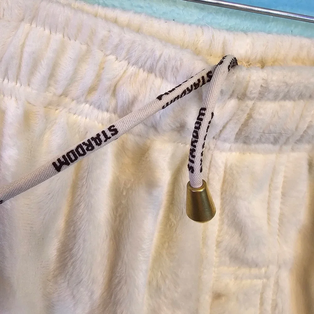 Stardom Collection Mens Plush Fleece Jogger Pants Ivory 2XL Cozy Lounge Casual